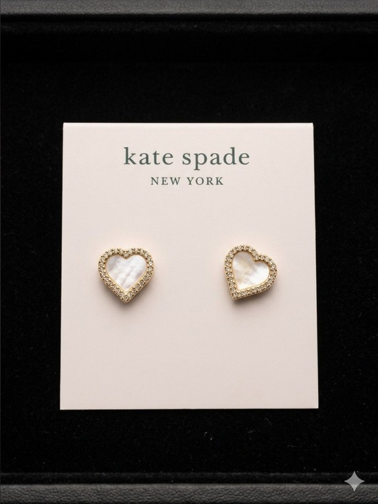 kate spade Jewelry - kate spade Gold Heart Mother-of-Pearl Pavé Stud Earrings 2507